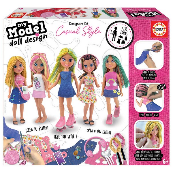 Educa Fantasy World, My Model - Образователна игра, Дизайн на кукла, Небрежен стил