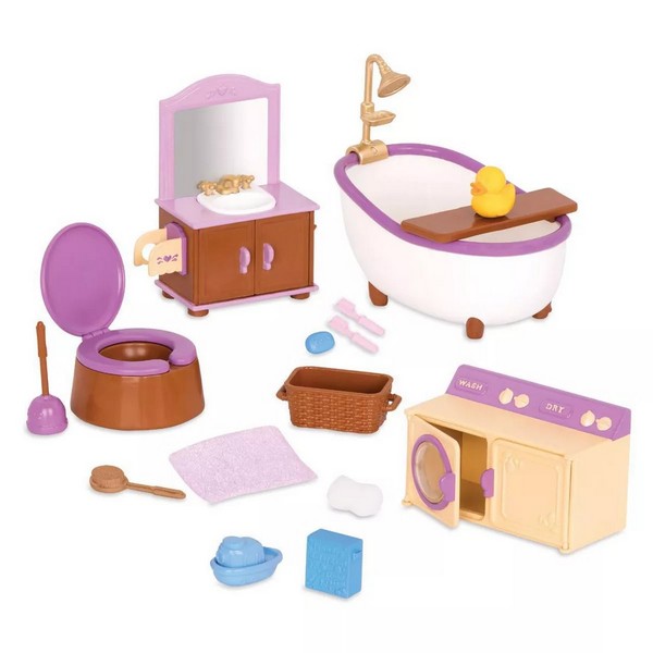 Продукт Battat Li′l Woodzeez, Баня - Комплект за игра, 16 части - 0 - BG Hlapeta
