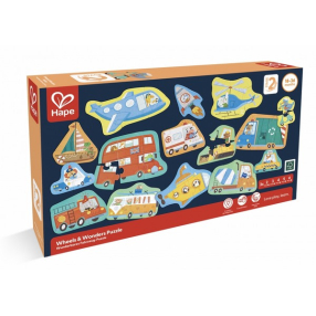 Hape - Образователен пъзел превозни средства, 60 части