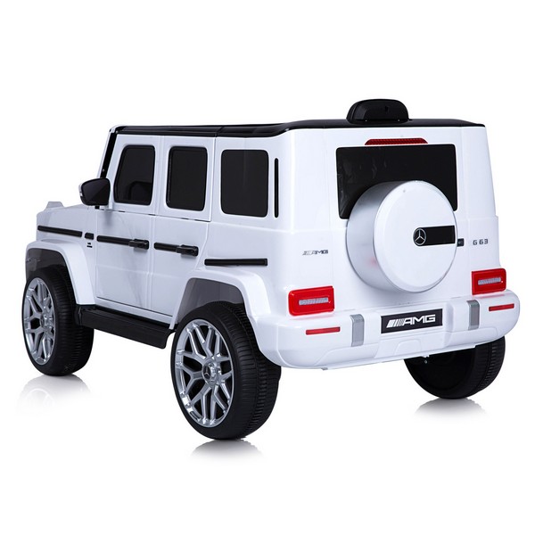 Продукт Акумулаторен Джип Mercedes AMG G63 с ЛИТИЕВО-ЙОННА батерия , с меки гуми и кожена седалка, 2025г - 0 - BG Hlapeta