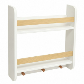 GINGER HOME - Детска Етажерка, Стенна с Рафтове и Закачалки, Бяла, За Детска Стая