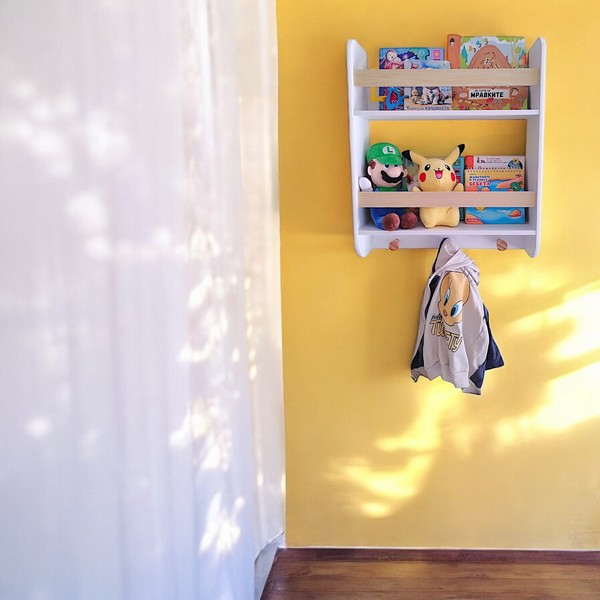 Продукт GINGER HOME - Детска Етажерка, Стенна с Рафтове и Закачалки, Бяла, За Детска Стая - 0 - BG Hlapeta