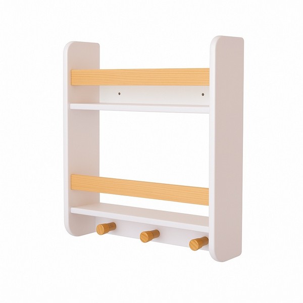 Продукт GINGER HOME - Детска Етажерка, Стенна с Рафтове и Закачалки, Бяла, За Детска Стая - 0 - BG Hlapeta