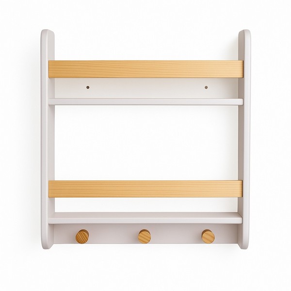 Продукт GINGER HOME - Детска Етажерка, Стенна с Рафтове и Закачалки, Бяла, За Детска Стая - 0 - BG Hlapeta