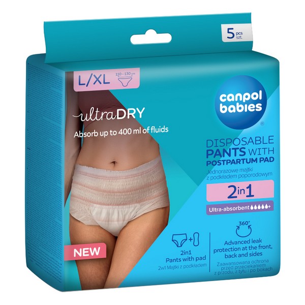 Продукт Canpol - Еднократни бикини 2в1 за след раждане с подложка, L/XL, 5 бр. - 0 - BG Hlapeta