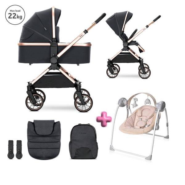 Lorelli REYA Детска количка 2в1 + ПОДАРЪК Люлка Portofino 2в1, beige dots