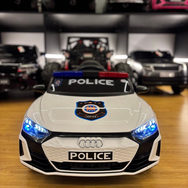 Продукт Акумулаторна кола Audi RS e-tron 717 ПОЛИЦИЯ 12V, с меки гуми и кожена седалка - 0 - BG Hlapeta
