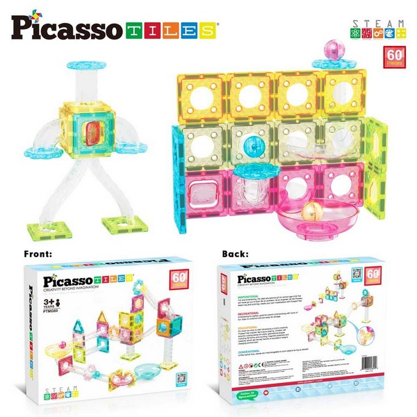 Продукт Picasso STEAM Travel - Магнитен конструктор Писта за топчета 60 части - 0 - BG Hlapeta