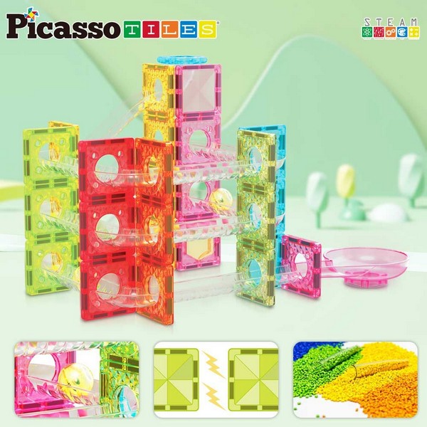 Продукт Picasso STEAM Travel - Магнитен конструктор Писта за топчета 60 части - 0 - BG Hlapeta