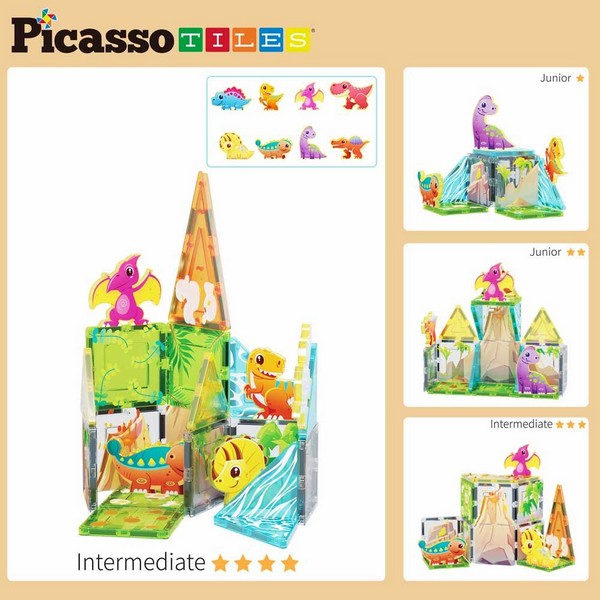 Продукт Picasso STEAM Динозаври - Магнитен конструктор 26 части - 0 - BG Hlapeta
