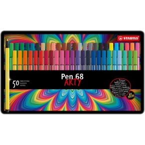 Stabilo Pen 68 Arty - Комплект флумастери, метална кутия, 50 части