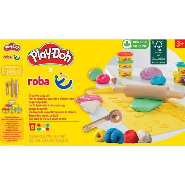 Roba x Play-Doh - Комплект моделини, 6 бр., дървени инструменти, 3D формички Продукт Roba x Play-Doh - Комплект моделини, 6 бр., дървени инструменти, 3D формички - 0 - BG Hlapeta