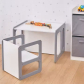 GINGER HOME - Монтесори Детска маса и Столче, Дървен Комплект 3 в 1, бяло и сиво Продукт GINGER HOME - Монтесори Детска маса и Столче, Дървен Комплект 3 в 1, бяло и сиво - 13 - BG Hlapeta