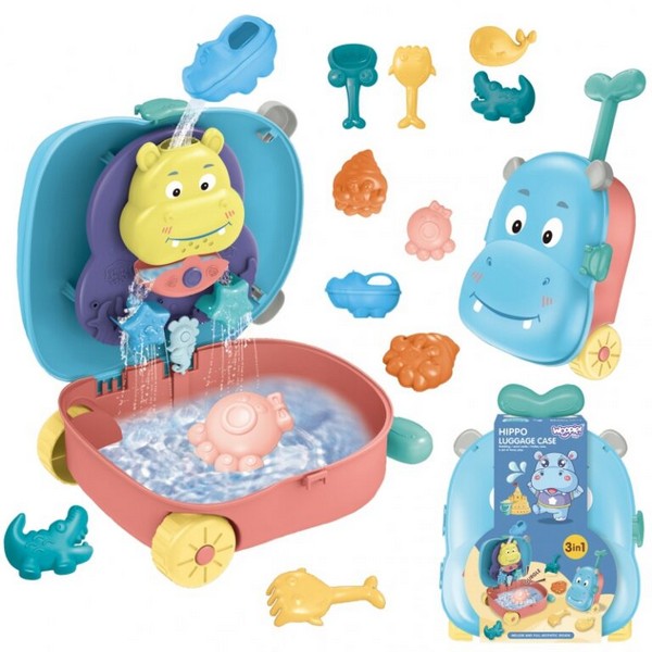 Jolly Toy Хипопотам - Детско куфарче за плаж 3 в 1