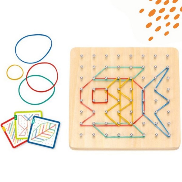 Jolly Toy Гео борд с ластици и примерни карти - Образователна игра