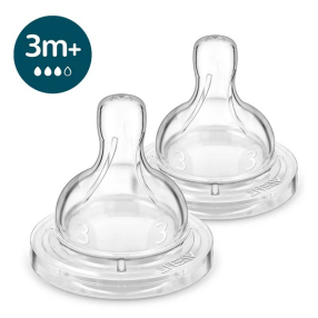 Philips AVENT - Комплект от 2 бр. Биберони Anti-colic със сила на потока 3, 3м+ Philips AVENT - Комплект от 2 бр. Биберони Anti-colic със сила на потока 3, 3м+