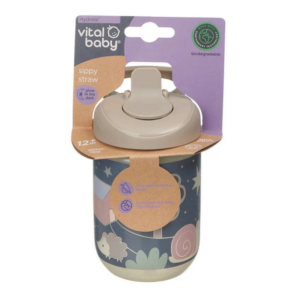 Продукт Vital Baby EarthSmart - Неразливаща се чаша със сламка 350 мл светеща в тъмното - 0 - BG Hlapeta