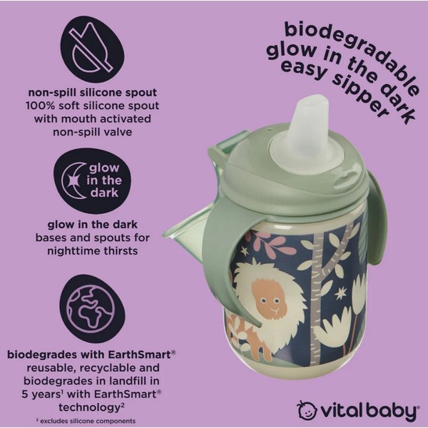 Продукт Vital Baby EarthSmart  - Неразливаща чаша с мек накрайник 350 мл. светеща в тъмното - 0 - BG Hlapeta