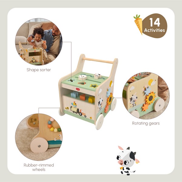 Продукт TINY LOVE Farmers Funday - Дървена проходилка за бутане с активности, 12м+ - 0 - BG Hlapeta