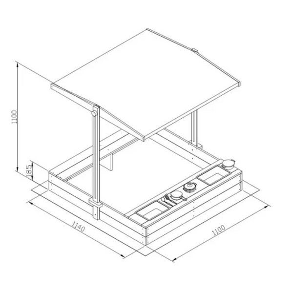 Продукт Ginger Home  Детски Дървен Пясъчник 3в1 с Кухня, Пейка и Сенник с UV Защита 110x114x110 см – Игра на Открито - 0 - BG Hlapeta