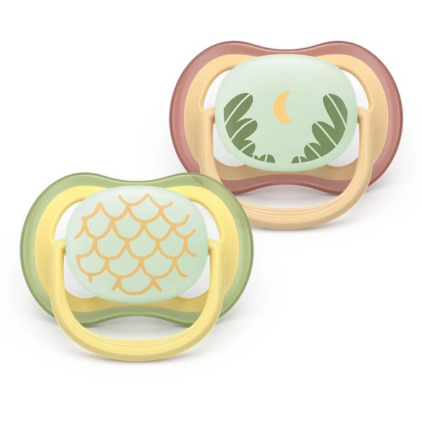 Продукт Philips AVENT Ultra Air NightTime - 2 броя светещи в тъмното, ортодонтски силиконови залъгалки, 0-6м, с картинки, в кутия за стерилизиране - 0 - BG Hlapeta