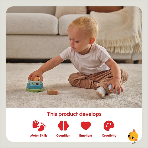 Продукт TINY LOVE Farmers Funday - Дървена кула за подреждане, 6м+ - 0 - BG Hlapeta