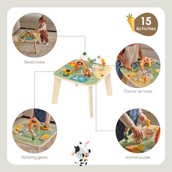 Продукт TINY LOVE Farmers Funday - Дървена маса с активности, 12м+ - 0 - BG Hlapeta
