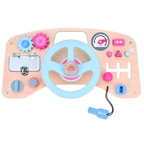 Lelin Toys - Детски дървен волан, с различни активности