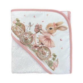 Bambino Casa Bianco-Rose Rabbit - Хавлия с качулка 100х100см Bambino Casa Bianco-Rose Rabbit - Хавлия с качулка 100х100см