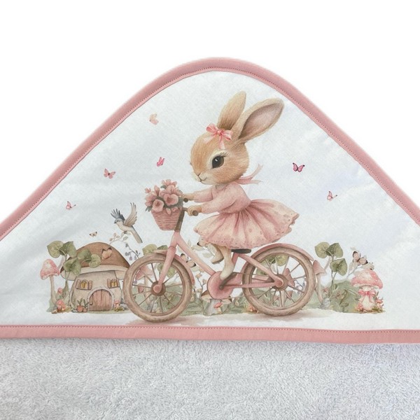 Продукт Bambino Casa Bianco-Rose Rabbit - Хавлия с качулка 100х100см - 0 - BG Hlapeta