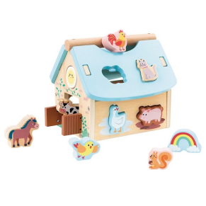 Lelin Toys - Дървена ферма-сортер, с дървени животни Lelin Toys - Дървена ферма-сортер, с дървени животни