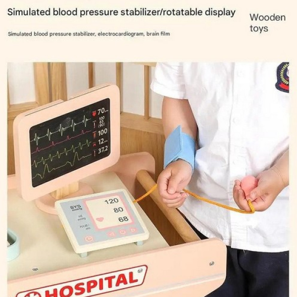 Продукт TEANTOYS Детска дървена медицинска количка - Болница с аксесоари - 0 - BG Hlapeta