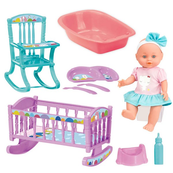 Продукт LT Le Petit Bebe - Кукла пишкаща 30 см. с легло, стол за хранене и корито - 0 - BG Hlapeta