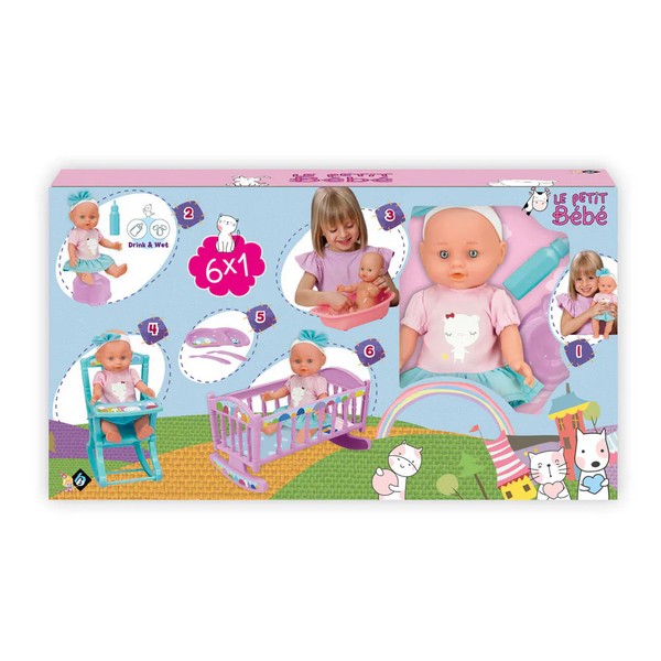 Продукт LT Le Petit Bebe - Кукла пишкаща 30 см. с легло, стол за хранене и корито - 0 - BG Hlapeta