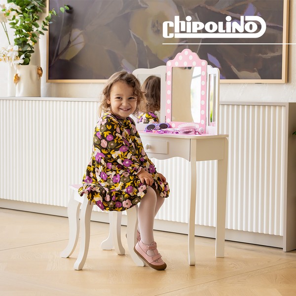 Продукт Chipolino - Детска тоалетка с табуретка и розови точки - 0 - BG Hlapeta