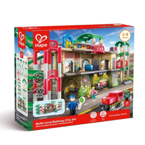 Hape - Железопътен, Многоетажен градски ЖП комплект, 58 части