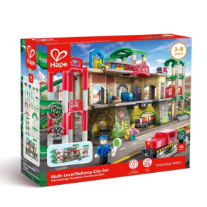 Hape - Железопътен, Многоетажен градски ЖП комплект, 58 части
