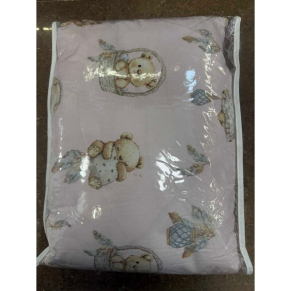 Galix Мече на балон, розово - Детски спален комплект, 4 части