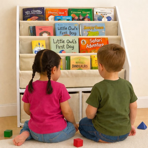 Продукт GINGER HOME - Детски Органайзер 2 в 1 – Етажерка за Книжки и Кутии за Играчки, Бял, Монтесори Метод - 0 - BG Hlapeta