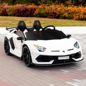 Двуместна лицензирана акумулаторна кола Lamborghini Aventador, 24V7AH, 600W, R/C 2.4 G, меки гуми