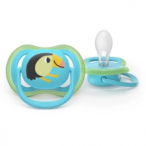 Philips AVENT Ultra Air - 2 броя ортодонтски силиконови залъгалки, 6-18м, с картинки, в кутия за стерилизиране Philips AVENT Ultra Air - 2 броя ортодонтски силиконови залъгалки, 6-18м, с картинки, в кутия за стерилизиране