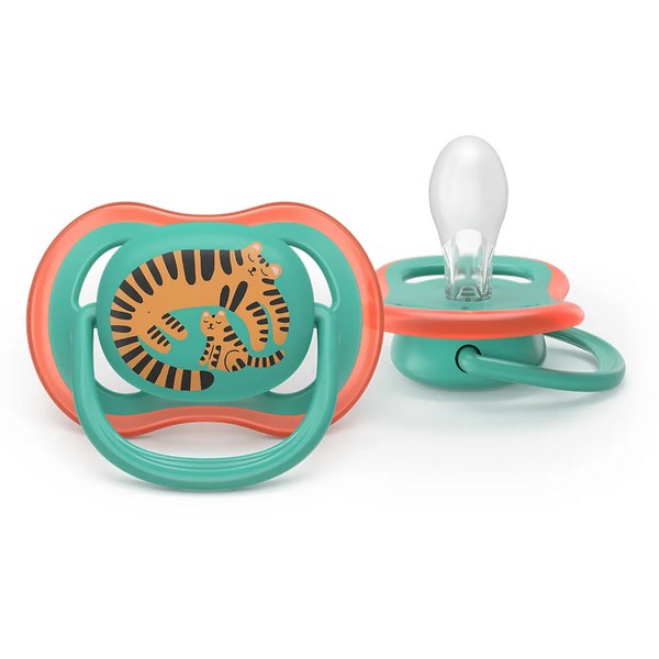 Продукт Philips AVENT Ultra Air - 2 броя ортодонтски силиконови залъгалки, 6-18м, с картинки, в кутия за стерилизиране - 0 - BG Hlapeta