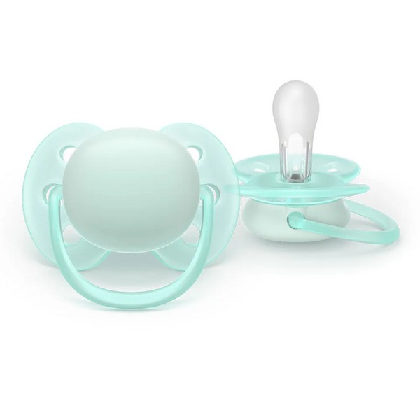 Продукт Philips AVENT Ultra Soft - Комплект от 2 броя ортодонтични силиконови залъгалки, в кутия за стерилизиране, plant-based - 0 - BG Hlapeta