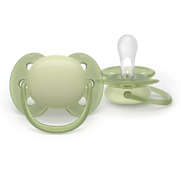 Продукт Philips AVENT Ultra Soft - Комплект от 2 броя ортодонтични силиконови залъгалки, в кутия за стерилизиране, plant-based - 0 - BG Hlapeta
