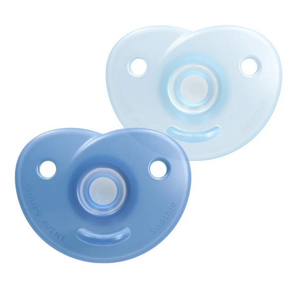 Продукт Philips Avent SOOTHIE - Комплект от 2 бр. ортодонтски силиконови залъгалки за новородени в кутия за стерилизиране - 0 - BG Hlapeta