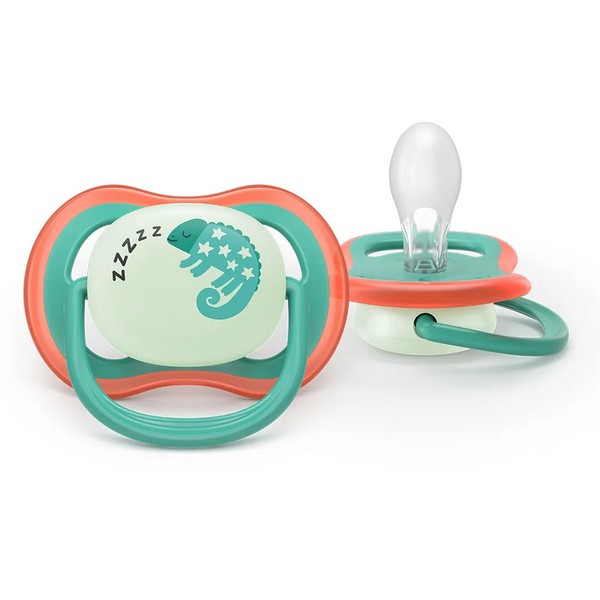 Продукт Philips AVENT Ultra Air NightTime - 2 броя светещи в тъмното, ортодонтски силиконови залъгалки, 6-18м, с картинки, в кутия за стерилизиране - 0 - BG Hlapeta