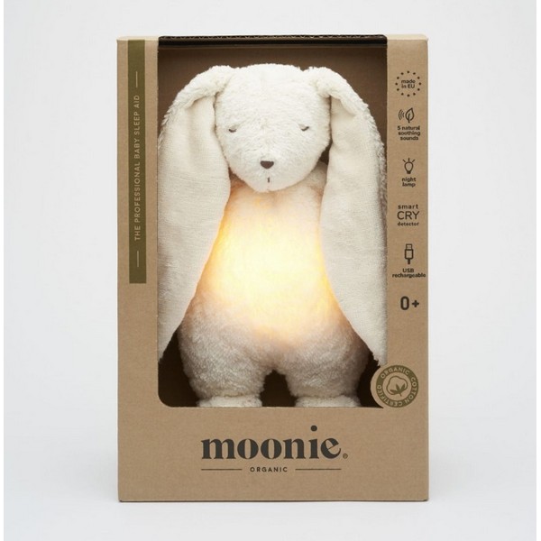 Продукт MOONIE ORGANIC 2.0 ЗАЙО - Приятелче за спокоен сън от органичен памук с нощна лампа и успокояващи звуци - 0 - BG Hlapeta