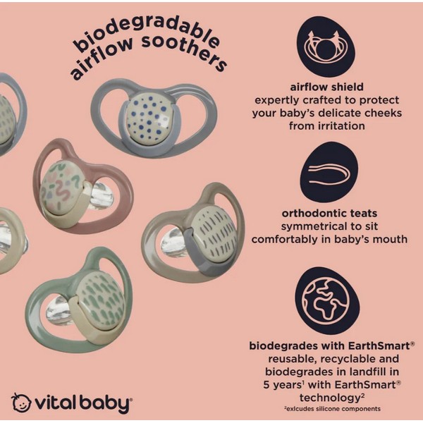 Продукт Vital Baby EarthSmart  - Успокояващи залъгалки с въздушен поток 6-18 месеца - 0 - BG Hlapeta