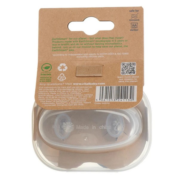 Продукт Vital Baby EarthSmart  - Успокояващи залъгалки с въздушен поток 6-18 месеца - 0 - BG Hlapeta