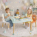 GINGER HOME Мече и Зайче - Детска Дървена Маса с 2 Столчета, Комплект за Игра и Учене